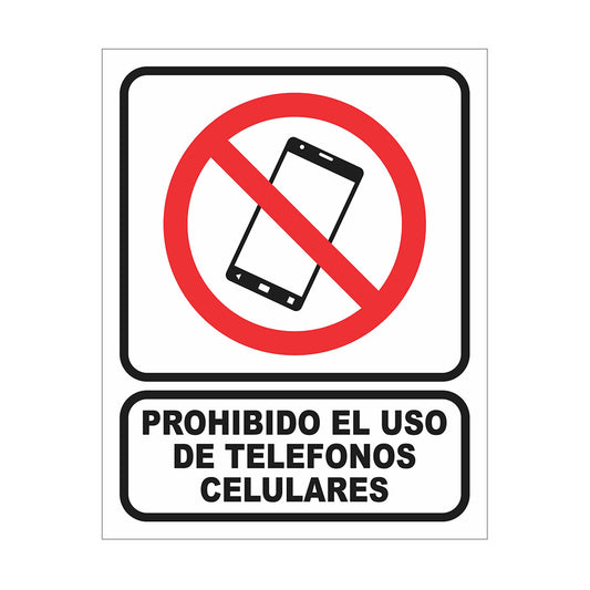 Cartel Prohibido el Uso de Teléfonos Celulares