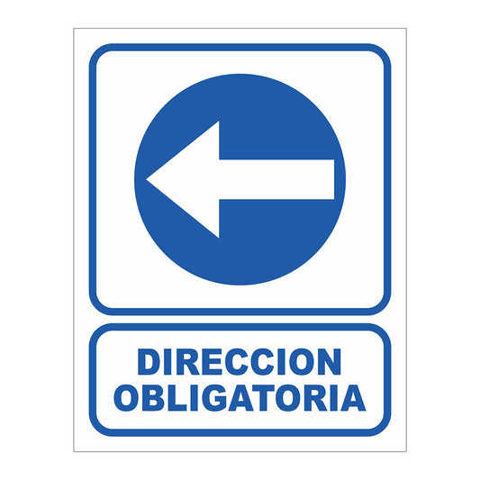Cartel Dirección Obligatoria con Flecha a la Izquierda