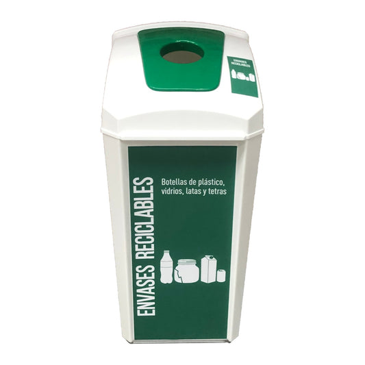 Cesto de Reciclaje de 50L Color Verde boca redonda