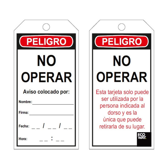 Tarjeta de Bloqueo "Peligro NoOperar"