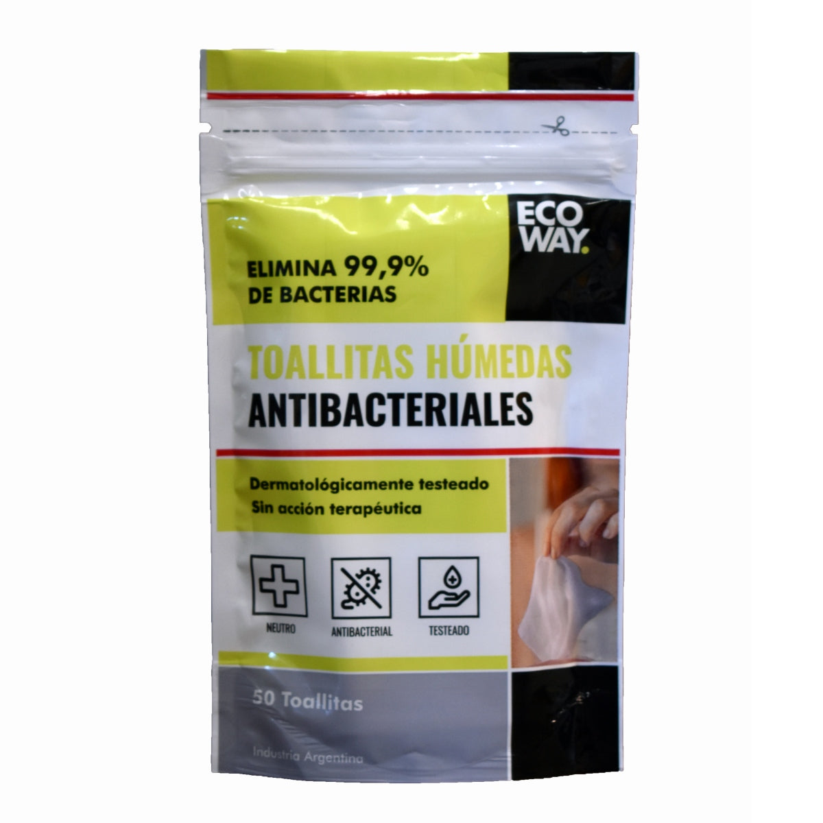 Pack de 50 toallitas antibacteriales Cert. ANMAT